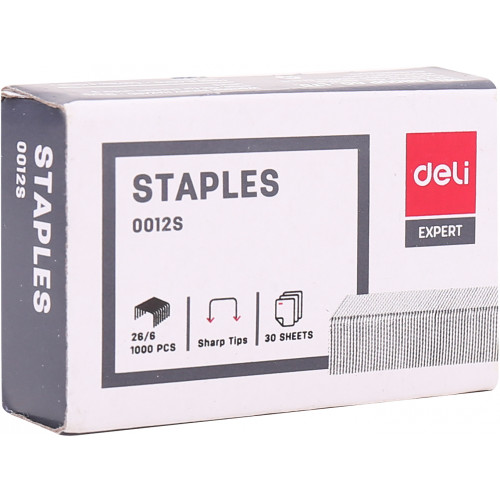 Deli Staples 26/6 Box of 1000 x 20 Sets (20,000 Staples)