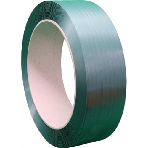 PET STRAPPING GREEN EMBOSSED 15MM X 1250M X 0.95MM THICK