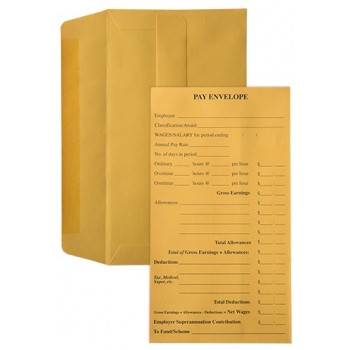 ENVELOPE PRINTED PAY ENVELOPE GOLD 90X165MM BOX OF 500 ** ETA 10/7/2026 **