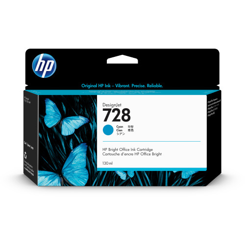 HP 728 DesignJet Ink Cartridge 130ml F9J67A Cyan