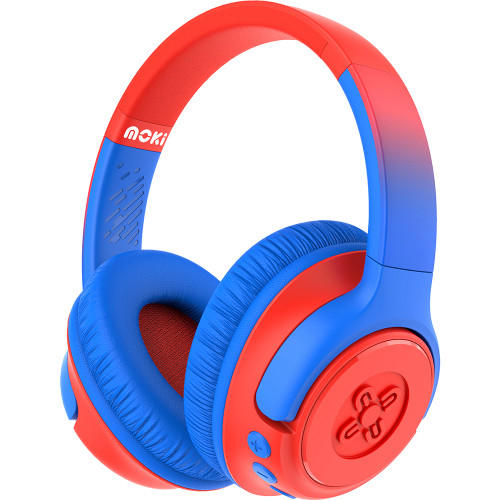 Moki Mixi Kids Volume Limited Wireless Headphones Blue and Red
