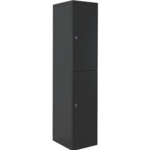 Steelco Flush Front Locker 2 Door 400W x 500D x 1890mmH Black Satin