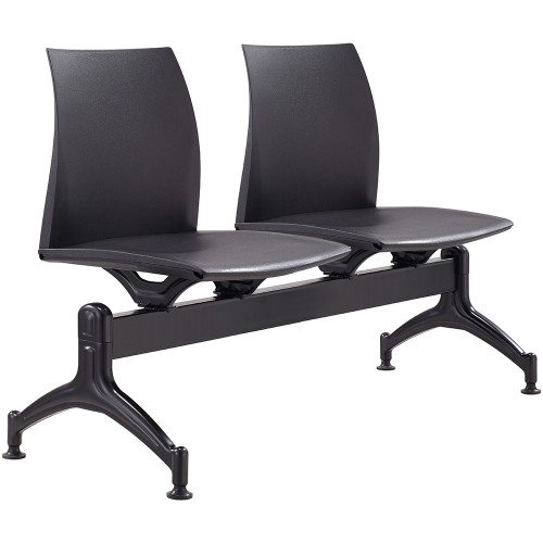 Vinn 2 User Beam Seating Black Metal Frame And Black Plastic Seat
