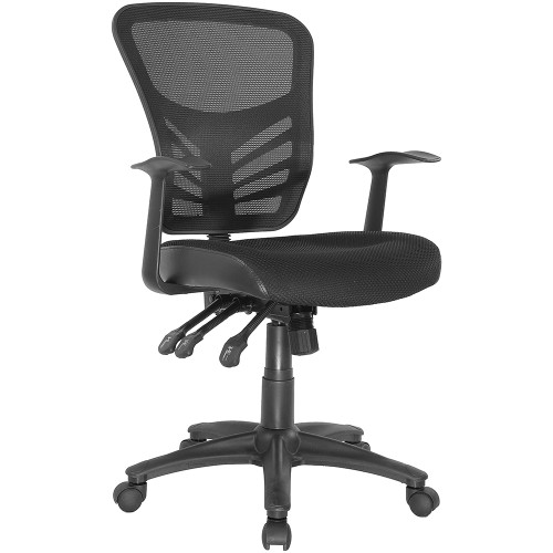 Yarra High Back Task Chair 3 Lever With Arms Mesh Back Black Fabric Seat