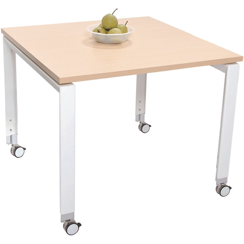 Sylex Oblique Square Meeting Table 900W x 900D x 620-920mmH Snow Maple Top White Frame