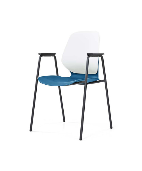 Sylex Kaleido 4 Leg Chair Polypropylene White Back Blue Seat With Arms