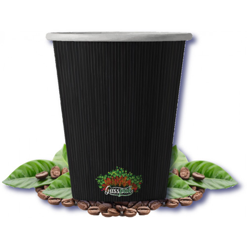 Gusspak 8oz Double Wall Black Ripple Cups Box 500