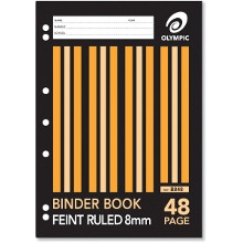 Olympic Binder Book B848 A4 48 Page 8mm Feint Ruled with Margin (140820)