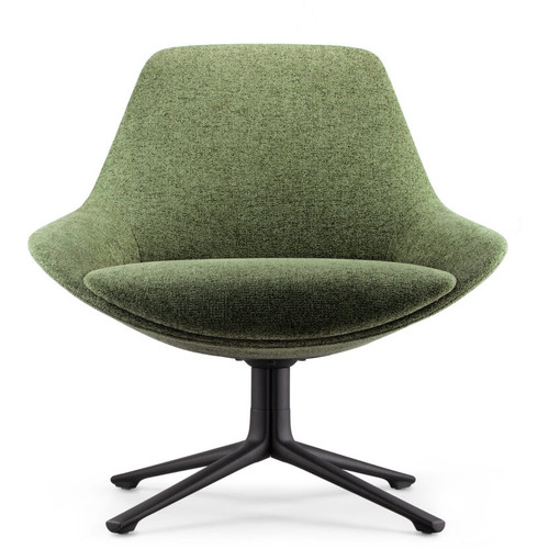 Lutie Club 4 Star Base Breakout Lounge Chair - Upholstered In OTE Fabrics - Lena - 353 (Olive) 755mm W x 730mm D x 760mm H | Solid Steel 4 Leg Leaf Base Finished In Black P/C