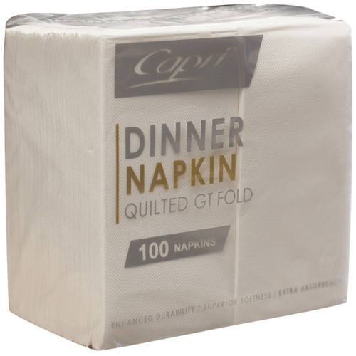 Capri Dinner Napkins Quilted GT Fold White 400mm x 400mm Carton of 1000