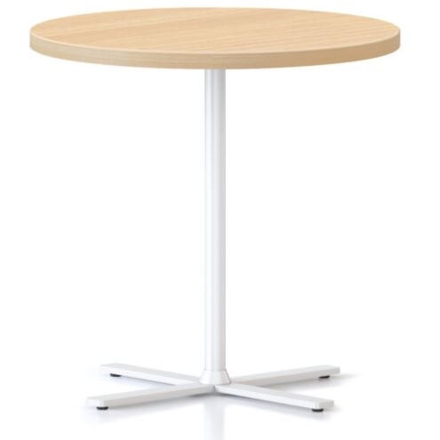 Kolo Side & Coffee Table,600DIAM X 587H 25MM Natural Oak Table Top,White Satin P/C Base