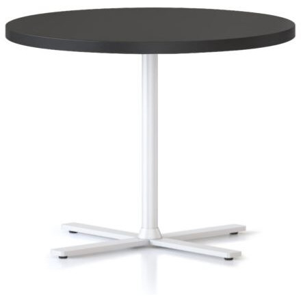 Kolo Side & Coffee Table,600DIAM X 457H 25MM Black Table Top,White Satin P/C Base