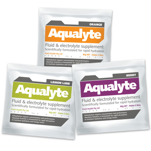 Aqualyte Electrolyte Powder Mixed Flavour Sachets 80g, Box of 20