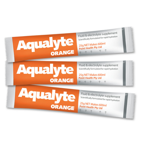 Aqualyte Electrolyte Powder Orange Flavoured Sachets 25g, Box of 50