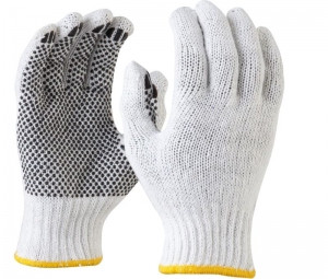 Maxisafe Bleached, Knitted Poly Cotton, Polka Dot Glove - Ladies Pair