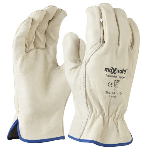 Maxisafe Premium Full Grain Leather Riggers Glove , Large Pair