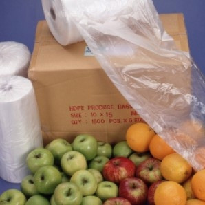 HMHDPE Produce Bags, size 254 x 430mm with 50mm Side Gusset, 8.5um (1500 Bags per Roll)