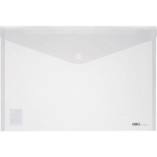 Deli Foolscap Plastic Document Wallet Clear