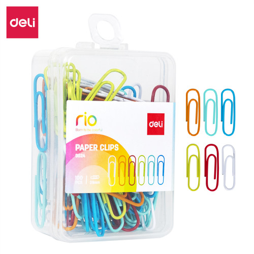 Deli Assorted Paper Clips 28mm Pack of 100 (Hangsell)