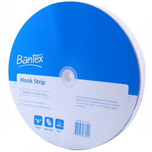 Bantex Hook Strip Roll 25mm x 25m (8076-00)
