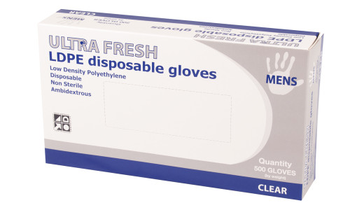 Ultra Fresh LDPE Disposable Mens Gloves, Box of 500