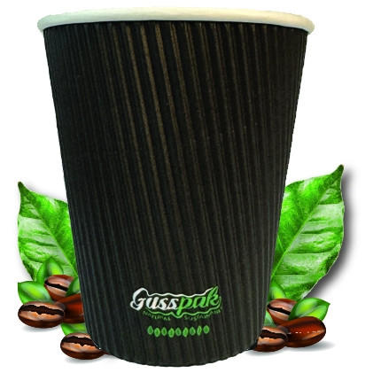 Gusspak 16oz (480ml) Double Wall Black Ripple Premium Hot/Cold Cup Box Of 500