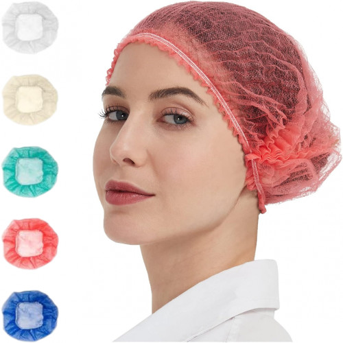 Shield Right Crimped Hairnets 21 Inch Disposable Red, Pack of 100