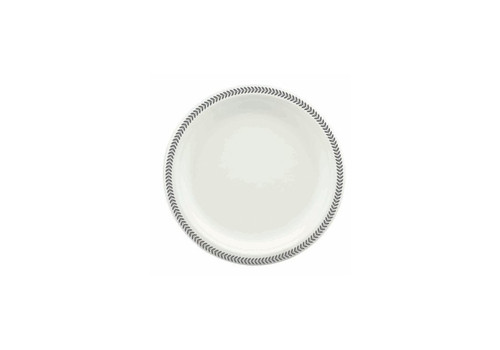 230mm Earth Sugar Cane Plate Printed Rim Silver Leaf, Pack of 10