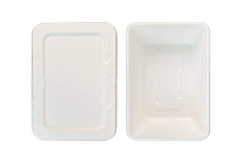 800ml Sugar Cane Containers With Sugar Cane Lids, Pack of 4