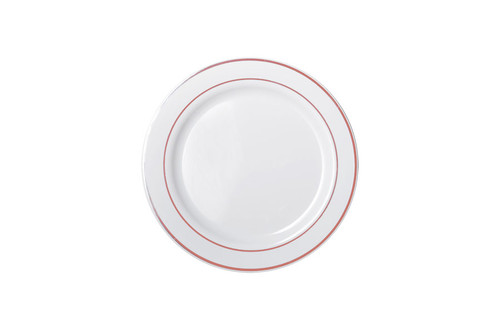 190mm Heavy Duty White Lunch Plate With Rose Gold Lining, Pack of 6