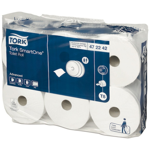 Tork SmartOne Toilet Roll 2ply Advanced T8 1150s, Pack of 6 Rolls