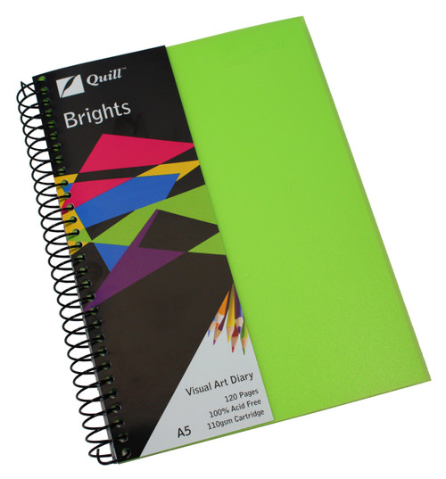 Quill Visual Art Diary PP 110gsm A5 120 Pages - Lime (10790)