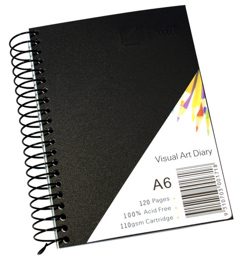 Quill Visual Art Diary PP 110gsm A6 120 Pages - Black (SWVA6)