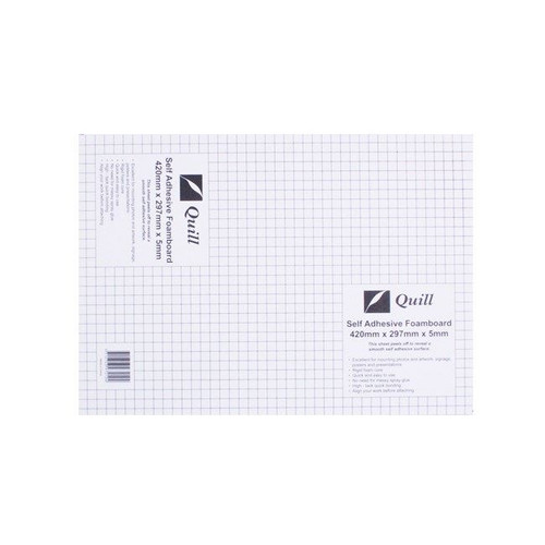 Quill Self Adhesive Foam Board 5mm A3 - White (97212)