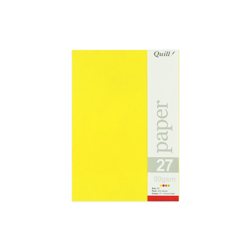 Quill Coloured Paper 80gsm A5 - Fluoro Assorted, Pack of 250 (95372)