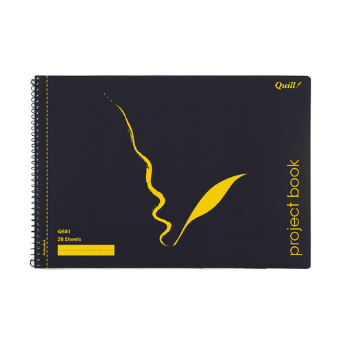 Quill Q Series Project Book 70gsm PP 252 x 360mm 20 Sheets - Black