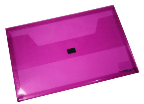 Bantex Translucent Document Wallet PP Foolscap Hook & Loop Closure - Red (28655)