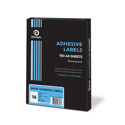 Olympic Labels Multipurpose Adhesive Square Corners 14UP 98 x 38mm, Box of 100 (198693)