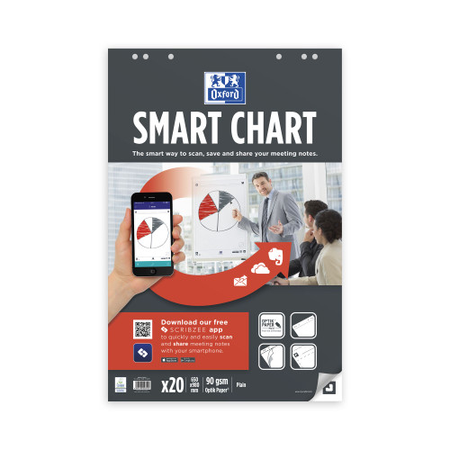Oxford Scribzee Compatible Smart Chart Flipchart 20 Sheets 650 x 980