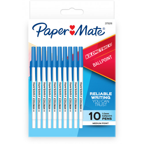 Papermate Kilometrico Ballpoint Pen Medium Blue 1.0mm Pack of 10