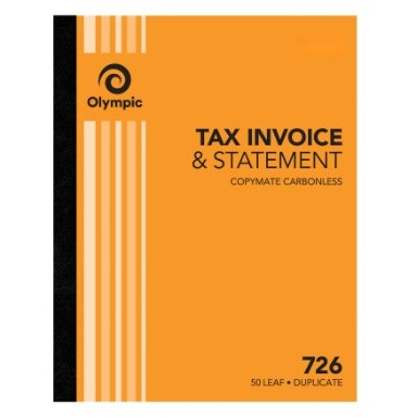 Olympic Carbonless Duplicate Invoice Statement No.726 250 x 200mm 50 Leaf (142804)