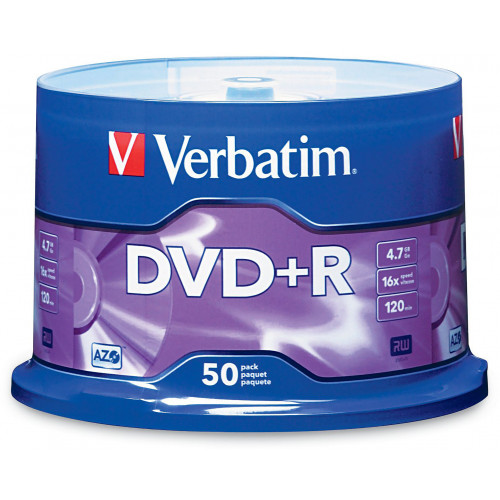 VERBATIM DVD SPINDLE 4.7GB DVD + R 16X PACK OF 50