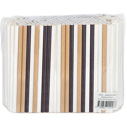 ECO Paper Straws 8mm x 19.7cm Basics Pack of 250