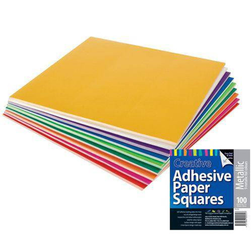 Adhesive Paper Squares Pack of 100 - Metallic