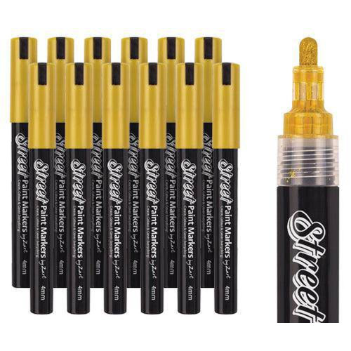 Street Paint Markers by Zart Pack of 12 - Gold