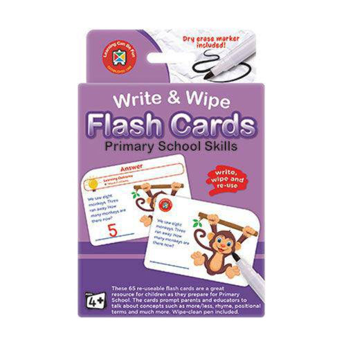 Write and Wipe Flash Cards Primary School Skills with Marker