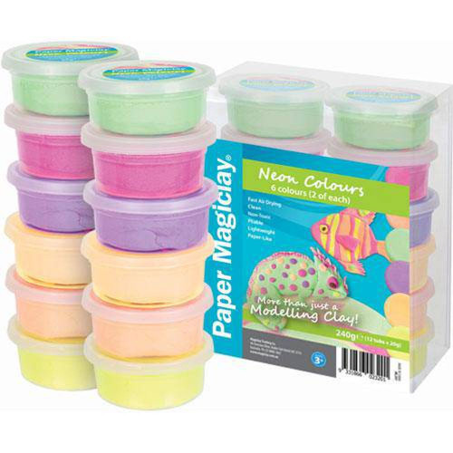 Paper Magiclay 240g Neon Colours 12 Canisters