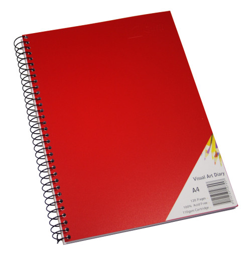 Quill Visual Art Diary PP 110gsm A4 120 Pages - Red (10755)