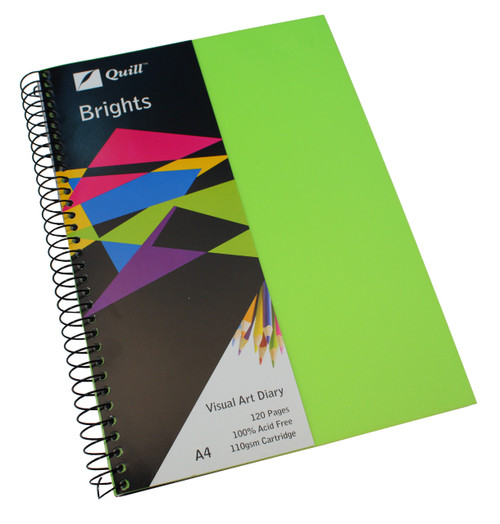 Quill Visual Art Diary PP 110gsm A4 120 Pages - Lime Green (10760)