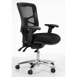 BURO METRO MESH CHAIR Mesh Back ADJUSTABLE ARMS Black, POLISHED BASE